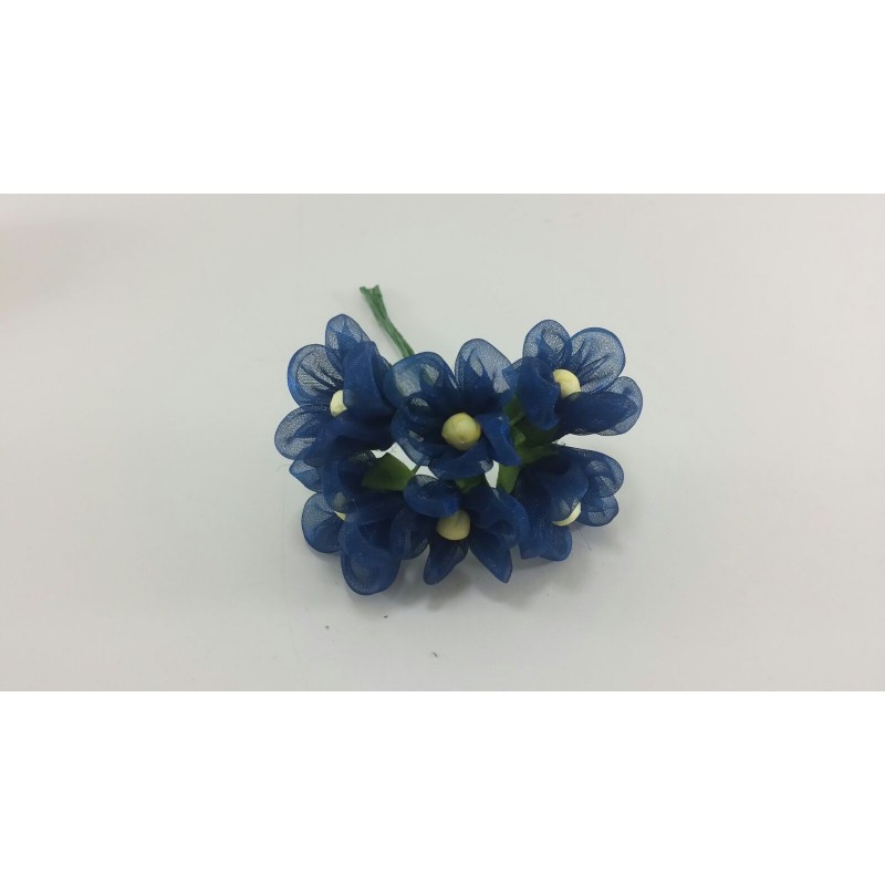 Fiorellino Organza Blu per Bomboniere fai da te fiori modellabili
